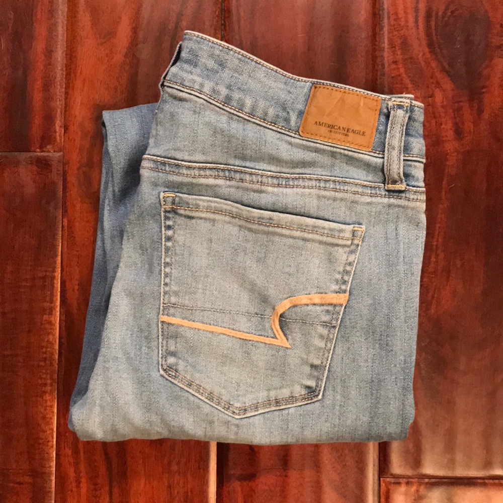 American Eagle skinny super stretch jeans.